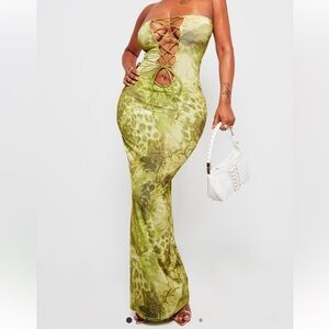 Green shape printed dress